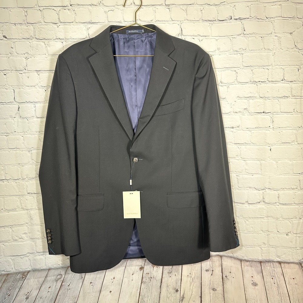 NEW Suitsupply‎ Napoli Black Pure Wool Single Breasted Suit Jacket Blazer 42L